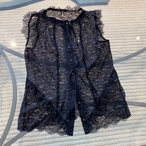 Wolford Navy Lace Sleeveless Top